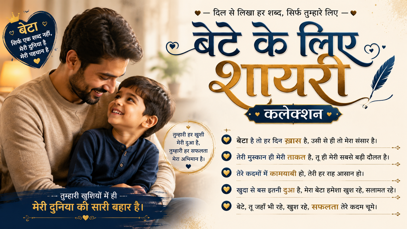 Beautiful Bete Ke Liye Shayari in Hindi Collection